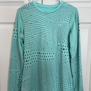 Under Armour Aqua and Black Dotted Long Sleeve Top